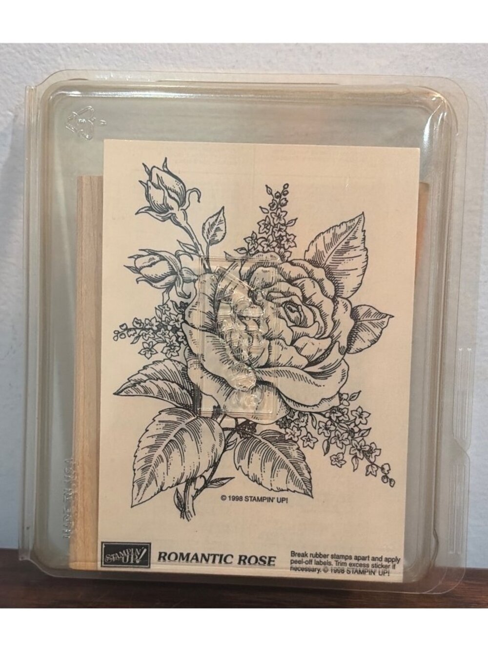Stampin Up! Romantic Rose Stamp 1998 NWB Rubber Stamp Floral Design Retired
